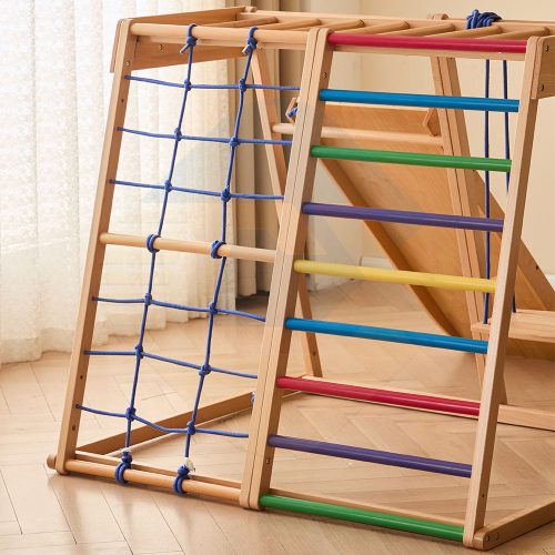 Wooden Montessori Climbing Set With Swing Slide Set, Montessori Wooden Climbing Gym - Image 3