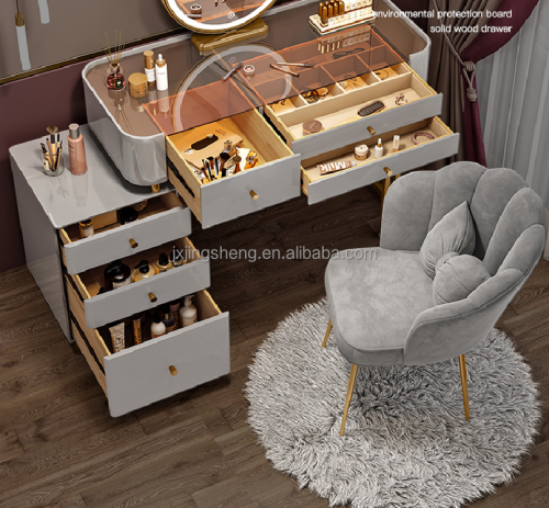 Fashion Makeup Vanity Desk Modern Italian Light Luxury Style Dressing Table With Chair - Image 3