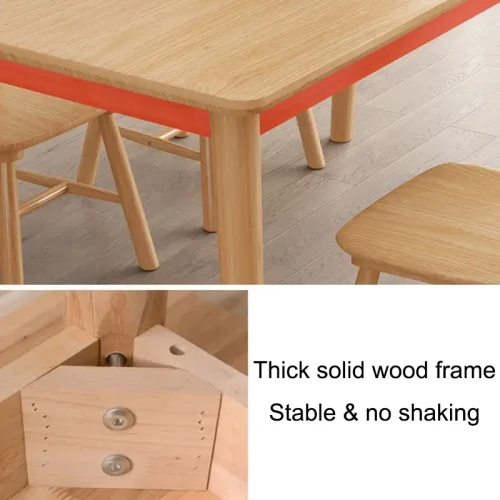 Dining Table Set for 4 Rectangular Solid Wood Set - Image 4