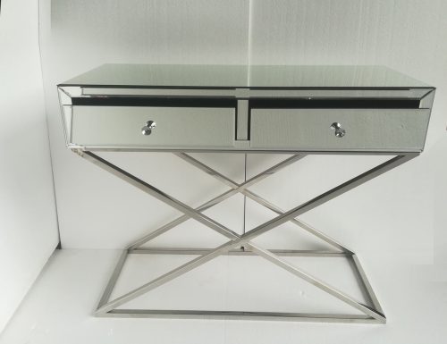 2 Drawers Xavier Stainless Steel Base Mirrored Hallway Console Table - Image 3