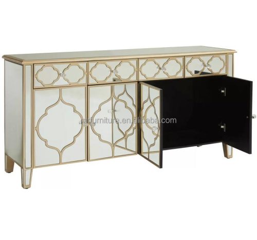 Antique Mirror Furniture Champagne Living Room Cabinets 4 Doors 4 Drawers Sideboards for Dining Room - Image 3