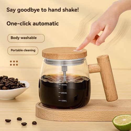 Modern Glass Electric Blender Mixer Mug-Portable Automatic Mixing Cup Maple-Colored Coffee Mug On-The-Go - Image 4