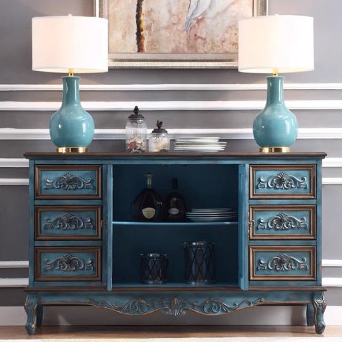 Retro Living Room Wooden Entryway Bedroom Kitchen Dining Room Drawer Storage Console Table Cabinet - Image 3