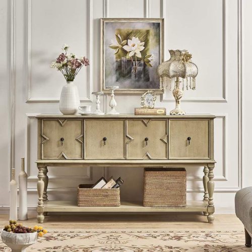 Antique Living Room Cabinet Drawer Table Wood Classic Entrance Hallway Console Table Sideboard - Image 3