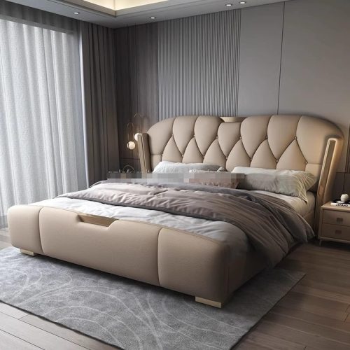 Soft Bed Up-Holstered Bedroom Furniture Set King Double Size Wood Solid Bed Frames 1500*2000MM - Image 3