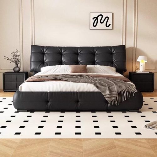 Soft Bag Leather High-End Atmosphere Bedroom Double King Size Bed - Image 4