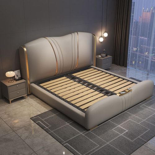 Solid Wood Frame Leather Bed Upholstered Storage Bed - Image 3