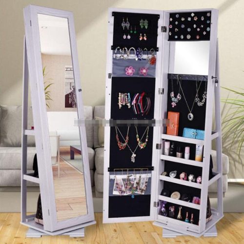 Wooden Full Length Mirror Jewelry Cabinet - Image 4