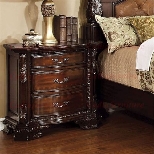 Carved Sleigh Bed Antique Solid Wood Sleigh Bed Design Full Bedroom Set - Image 5