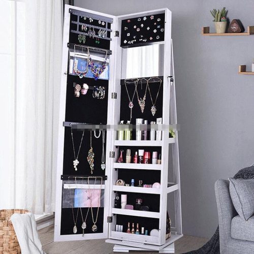 Wooden Full Length Mirror Jewelry Cabinet - Image 5