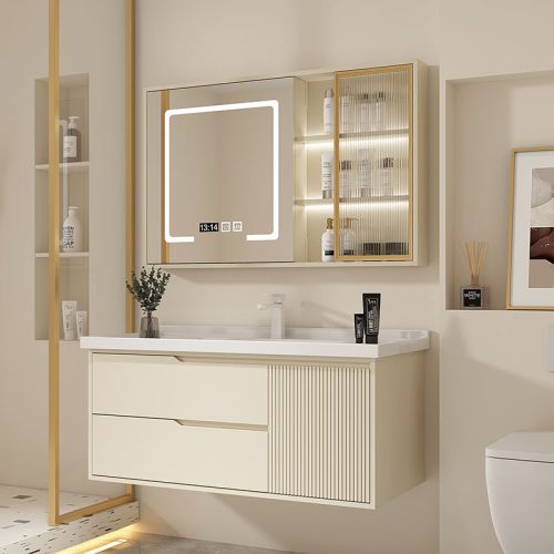 Sink Bathroom Storage Furniture With White Color Mirror Bathroom Vanity Wall Mount Basin Sink