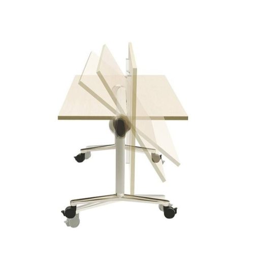 Office Furniture Wood Training Table With Wheels Folding Desk - Image 4