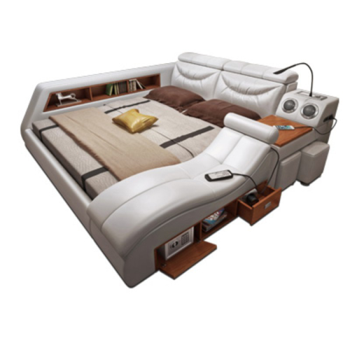 Multi-Function Leather Smart Bed King Size Queen Size Bed With Massage Function And Speaker - Image 5