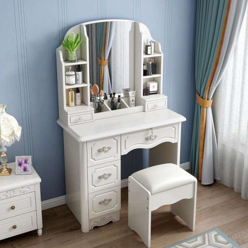 New Design Saving Space Dressing Table With Mirrored Vanity Dressers - Image 4