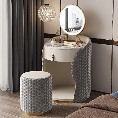 Creative Design Spherical Dressing Table Nordic Minimalism Small Vanity Mirror With Led Lights - Image 4