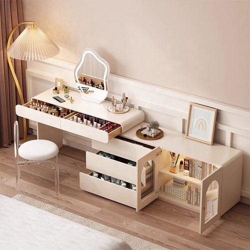 Bedroom Dressing Table Storage Multifunctional Dressing Table With Mirror, Dressing Table With Mirror And Light - Image 4