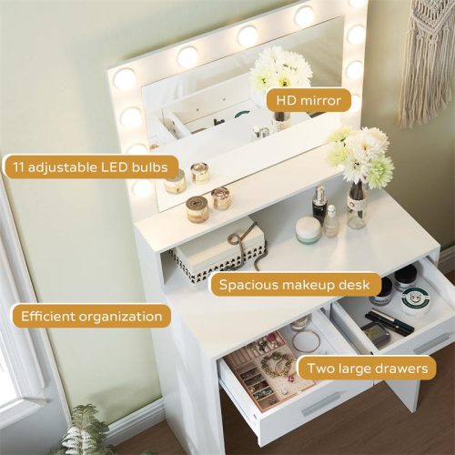 Modern Furniture Dressing Mirror Modern Dressing Table With Mirror And Drawers White Dresser For Bedroom Makeup Vanity Table Set - Image 4