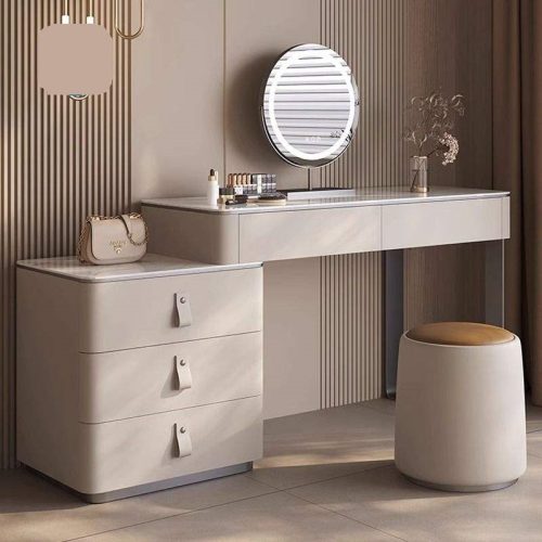 Modern Bedroom Furniture Makeup Vanity Dressing Table With Mirror Made Of MDF Wood - Image 4