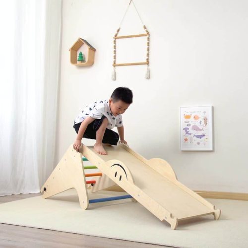 Customizable Indoor Solid Play Toys Combination Set Toddlers Montessori Baby Climber Wood Climbing Frame With Slide For Kids - Image 4