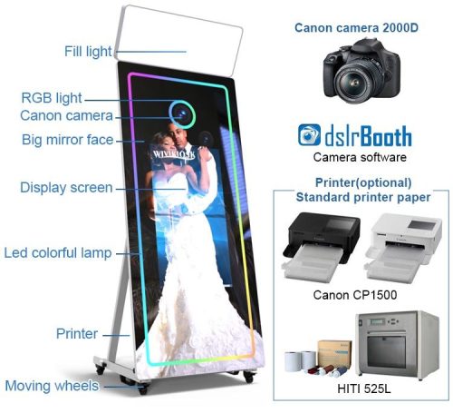 Wholesale Mirror Photo Booth Machine Selfie 65 Inch Touch Screen Magic Mirror Photobooth With Camera - Image 4