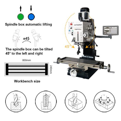 ZAY7045FG/1 High Quality Mini Benchtop Type Manual Mill Drill Vertical Drilling and Milling Machine for Metal Processing - Image 3