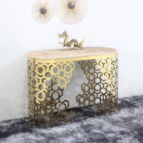 Modern Simple Luxury Console Table Side Table Marble Gold Stainless Steel Entryway Hall Customized Home Living Room Furniture - Image 4