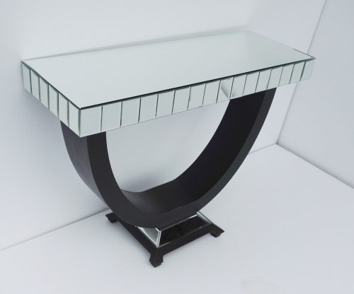 Hotel Mirrored Furniture Black Wooden Base Console Table With Wall Mirror - Image 4