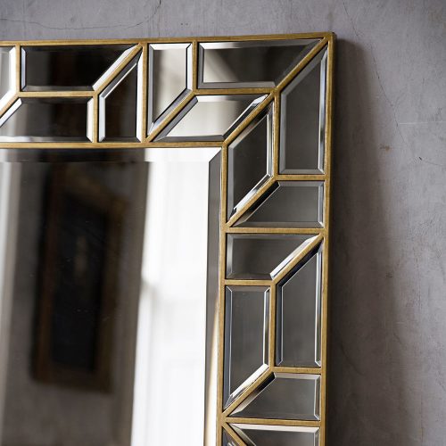 Geometria Gold Mirrored Console Table Round Mirror Set - Image 4