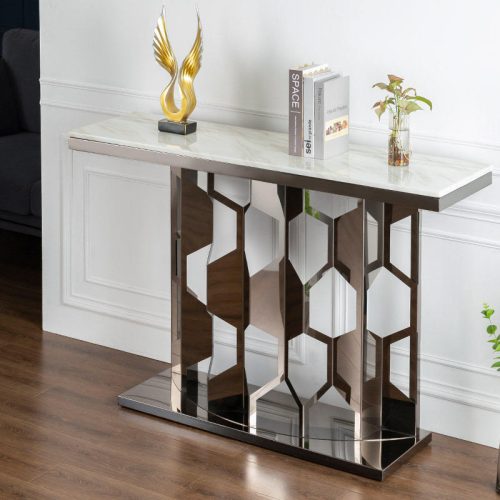 Newest Living Room Console Table Luxury Entryway Golden Stainless Steel Hallway Table for Home Hotel - Image 4