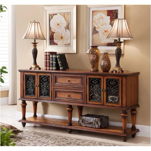 Living Room Furniture Wood Cabinet Antique Wooden Vintage Wood Side Cabinet American Furniture OAK Cabinet - Image 4