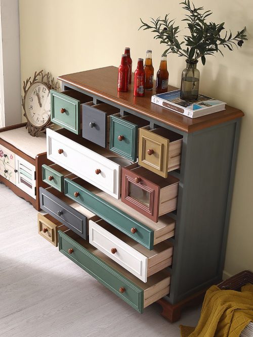 Wholesale Home Cabinet Living Room Furniture Side Cabinet Chest of Drawers with Multi Drawers Large Storage Wood Cabinet Antiqu - Image 4