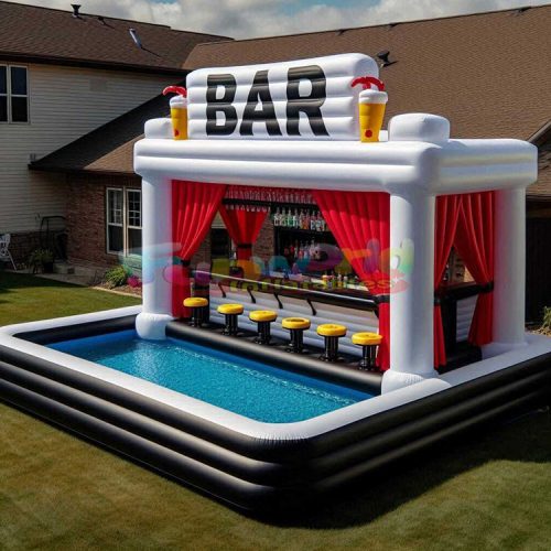 Backyard Tent House Beach Party Floating Blow up Swimming Pub Pvc Inflatable Pool Bar For Adults Seats - Image 4