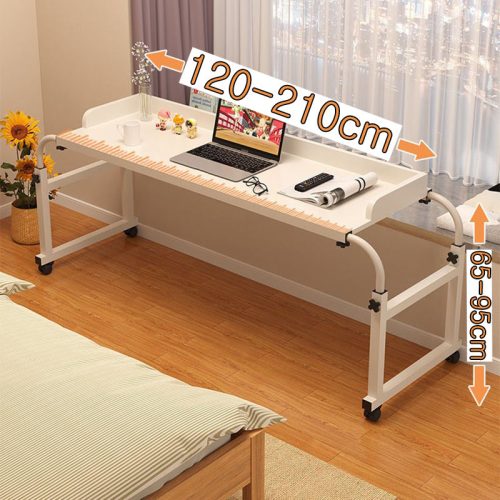 OverBed Table Adjustable Lazy Desk for Laptop File Cross Bed Sofa Convenient with Wheels in Bedroom Living Room - Image 4