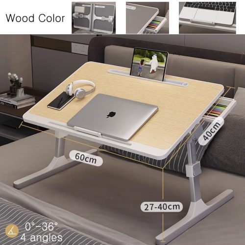 Foldable Laptop Table for Bed Side Portable Study Desk on the Adjustable Height Multi-functional - Image 4