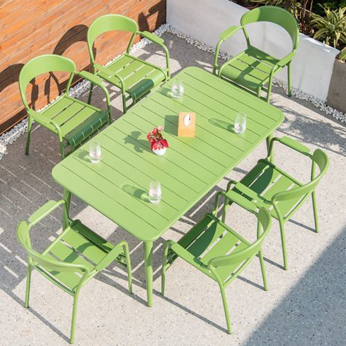 Leisure Anti Rust Aluminium Metal Garden Dining Table Set Outdoor Chair and Patio Waterproof Furniture - Image 4