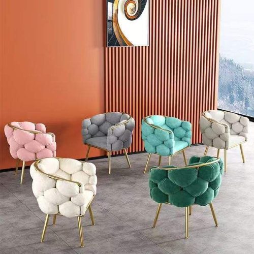 Beauty Salon Chair Luxury Modern Accent Chair Living Room Furniture Home Furniture Sofa Metal Base Velvet Chair - Image 4