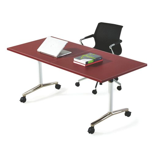 Office Furniture Wood Training Table With Wheels Folding Desk - Image 5