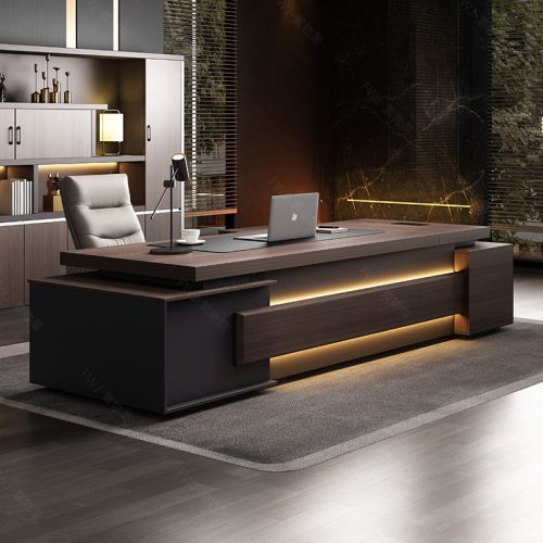 CEO Wood Table Executive Desk Walnut Wood Table Top Desk And Chair Set - Image 4