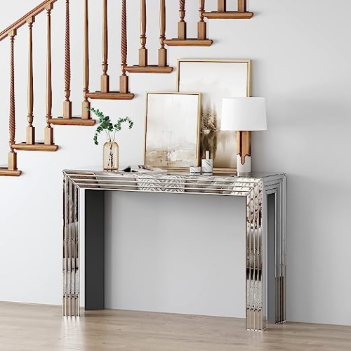 Modern Style Hollywood Mirrored Console Table Wall Mirror (Stool not included) - Image 5