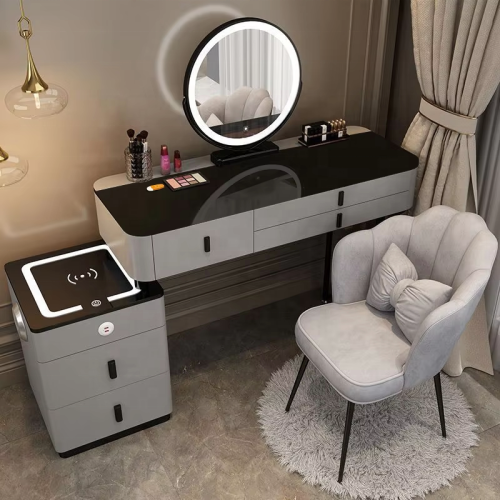 Dressing Makeup Table With Side Cabinet Vanity Desk With Mirror and Lighting