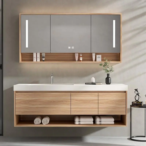 Solid Wood Bathroom Drawer Storage Vanity Wall Mounted Bathroom Vanity with Sink - Image 6