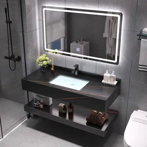 Bathroom Vanities With Sink Floating Hanging Wall Washbasin Smart Led Mirror Cabinet Combo - Image 5