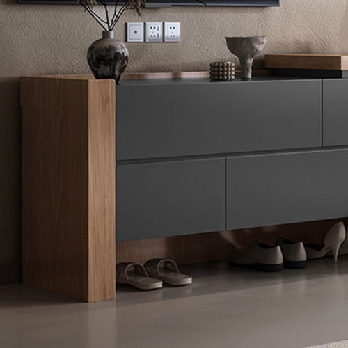 Bedroom Vanity Table Set Wooden Makeup Dressing Table Modern Storage Cabinet Chest Of Drawer Dresser Table With Chair Set - Image 5