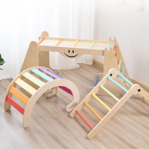 Customizable Indoor Solid Play Toys Combination Set Toddlers Montessori Baby Climber Wood Climbing Frame With Slide For Kids - Image 5