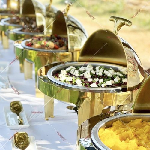 Restaurant Hotel Hot Pot Buffet Gold Display Equipment Food Heater Catering Kitchenware Set - Image 5