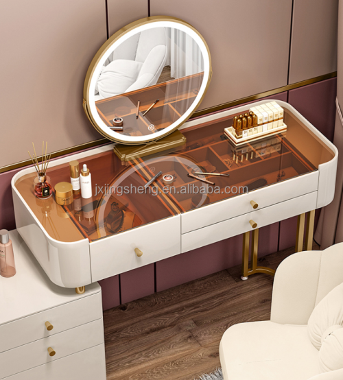 Fashion Makeup Vanity Desk Modern Italian Light Luxury Style Dressing Table With Chair - Image 5