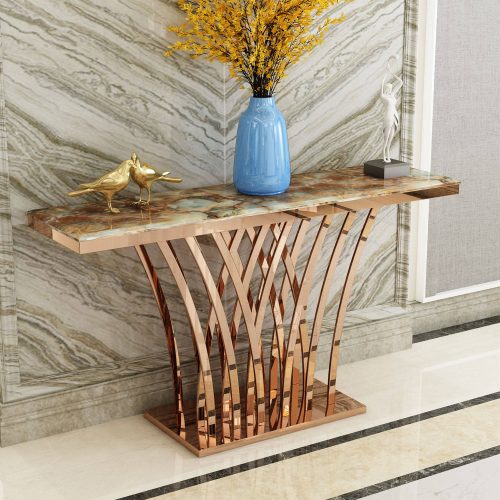 Nordic Style Modern Simple Marble Top Metal Frame Side Table Home Corridor Bedroom Coffee Tables Storage Porch Console Table - Image 5