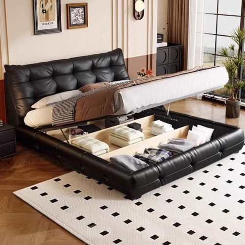 Soft Bag Leather High-End Atmosphere Bedroom Double King Size Bed - Image 6