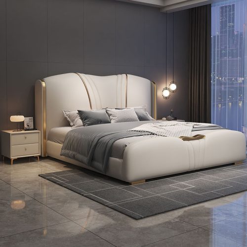 Solid Wood Frame Leather Bed Upholstered Storage Bed - Image 5