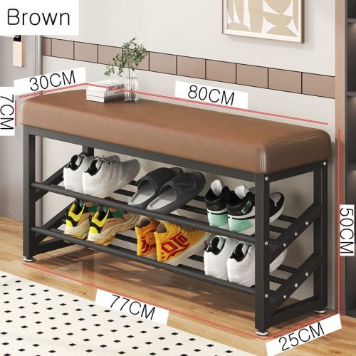 Shoe Organizer Rack Shelf Metal Ottoman 2- 3 Layers in Entryway Living Room Apartment - Image 5